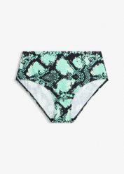 Figi bikini z wysoką talią. Zielone bikini damskie bonprix, bez wzorów. Za 47.99 zł.
