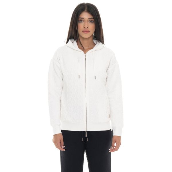 Leone 1947 Braid Damen, Bluza z geflochtenem Stoff, Kapuze, Reißverschluss. Białe bluzy bez kaptura damskie LEONE 1947 APPAREL, z bawełny. W wyprzedaży za 191.56 zł.