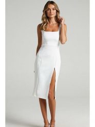Trendyol Sukienka w kolorze białym rozmiar: M. Białe sukienki damskie Trendyol, m, bez wzorów, bez kołnierzyka, bez ramiączek, midi. Za 130.81 zł.