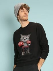 WOOOP Bluza "Boxing Cat" w kolorze czarnym rozmiar: XS. Czarne bluzy bez kaptura męskie Wooop, xs. Za 61.46 zł.