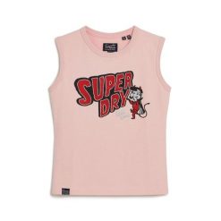 Damski wąski tank top Superdry Retro. Czerwone topy damskie Superdry., bez wzorów, bez kołnierzyka. W wyprzedaży za 139.75 zł.
