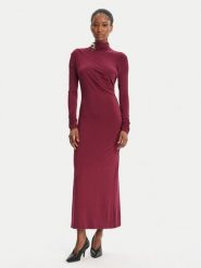 Simona Corsellini Sukienka wieczorowa A25CPAB00601 Bordowy Slim Fit. Czerwone sukienki damskie SIMONA CORSELLINI, bez wzorów, z wiskozy, wizytowe, bez kołnierzyka, bez ramiączek. Za 789.99 zł.