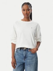 Tommy Hilfiger Bluzka Jersey UW0UW06593 Biały Regular Fit. Białe bluzki damskie Tommy Hilfiger, l, bez wzorów, z bawełny, bez ramiączek. Za 160.99 zł.