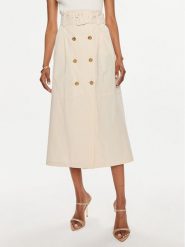 TWINSET Spódnica trapezowa 241TT2055 Beżowy Regular Fit. Brązowe spódniczki damskie Twinset, bez wzorów, z bawełny, trapezowe. Za 719.99 zł.