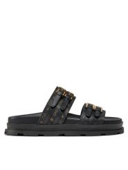 Pollini Klapki SA28054G1ITK100A Czarny. Czarne klapki damskie Pollini, bez wzorów, ze skóry, bez obcasa. Za 1,619.00 zł.