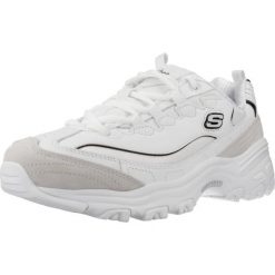 Buty do chodzenia damskie Skechers D'lites. Białe buty sportowe na co dzień damskie Skechers, bez wzorów, z gumy, trekkingowe. Za 299.99 zł.