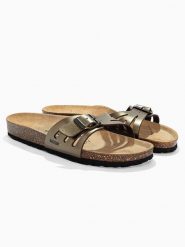 BACKSUN Skórzane klapki "Venecia" w kolorze szarobrązowym rozmiar: 42. Brązowe klapki damskie Backsun, bez wzorów, z materiału, bez obcasa. Za 117.99 zł.