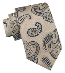Klasyczny Krawat Męski - Chattier - Beżowy z Dużym Wzorem Paisley. Brązowe krawaty i muchy męskie Chattier, bez wzorów, z tkaniny, eleganckie. Za 49.00 zł.