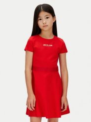 Calvin Klein Jeans Sukienka codzienna IG0IG03099 Czerwony Regular Fit. Czerwone spodnie dziewczęce Calvin Klein Jeans, bez wzorów, z jeansu, bez ramiączek. Za 299.99 zł.