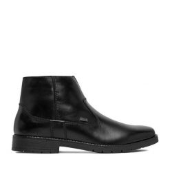 Botki Rieker. Czarne buty zimowe męskie Rieker, bez zapięcia. Za 439.99 zł.