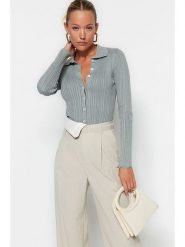 Trendyol Kardigan w kolorze szarym rozmiar: M. Szare kardigany damskie Trendyol, m, bez wzorów, prążkowane. Za 73.99 zł.