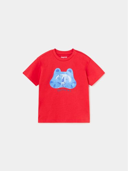 Mayoral T-Shirt 1025 Czerwony Regular Fit. Czerwone t-shirty chłopięce Mayoral, bez wzorów, z bawełny, bez ramiączek. Za 69.99 zł.