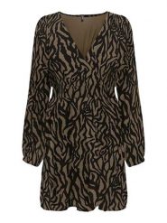 ONLY Sukienka w kolorze czarno-brązowym rozmiar: XL. Brązowe sukienki damskie Only, xl, bez wzorów, bez kołnierzyka, bez ramiączek, midi, rozkloszowane. Za 92.64 zł.