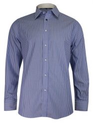 Granatowo-Biała Elegancka Koszula Męska z Długim Rękawem, 100% Bawełna -CHIAO- Taliowana, w Paski. Niebieskie koszule męskie Chiao, m, bez wzorów, z bawełny, bez kołnierzyka, bez ramiączek. Za 169.00 zł.