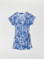 Sukienka mini z kopertowa - wielobarwny. Sukienki damskie Sinsay, l, bez wzorów, bez kołnierzyka, bez ramiączek, mini, kopertowe. Za 59.99 zł.