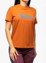 Koszulka bawełniana damska Fjallraven Logo Tee. Brązowe topy sportowe damskie Fjällräven, s, bez wzorów, z bawełny, bez ramiączek. Za 159.49 zł.