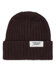 Tommy Hilfiger Czapka Script AW0AW18972 Brązowy ciemny. Brązowe czapki zimowe damskie Tommy Hilfiger, z bawełny. Za 189.99 zł.