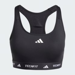 Biustonosz TECHFIT. Czarne biustonosze Adidas, bez wzorów, z elastanu. Za 179.00 zł.