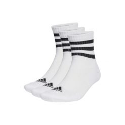 Skarpety adidas 3-Stripes Cushioned Sportswear Mid-Cut Socks 3P. Białe skarpetki męskie Adidas, bez wzorów. Za 49.00 zł.