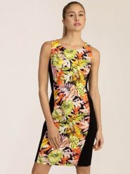 APART Sukienka w kolorze czarno-zielono-pomarańczowym rozmiar: 38. Czarne sukienki damskie Apart, bez wzorów, bez kołnierzyka, bez ramiączek, mini. Za 143.99 zł.