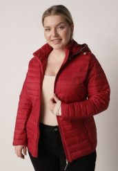 Czerwona Pikowana Kurtka Przejściowa z Odpinanym Kapturem Tidesse. Czerwone kurtki damskie Born2be, uniwersalny, bez wzorów, z jeansu. Za 99.99 zł.