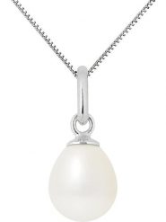 Pearline Srebrny naszyjnik "Bélière" z perłą w kolorze białym - dł. 42 cm rozmiar: onesize. Białe naszyjniki damskie Pearline, srebrne. Za 317.99 zł.