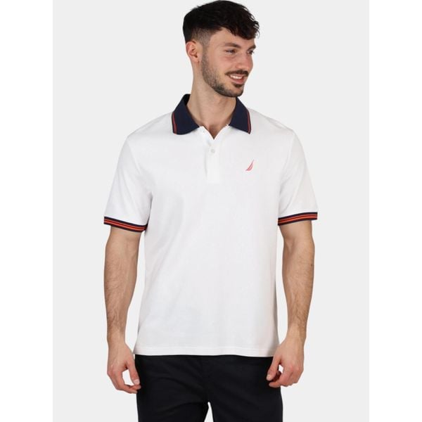 Koszulka polo męska Nautica Leonid. Białe koszulki polo męskie Nautica, l, bez wzorów, bez ramiączek. Za 369.00 zł.