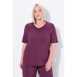 Damskie Bluzka funkcyjna szybkoschnąca dekolt w serek rękawy 1/2. Czerwone bluzki sportowe damskie Ulla Popken, plus size, z elastanu, bez kołnierzyka, bez ramiączek. Za 199.99 zł.