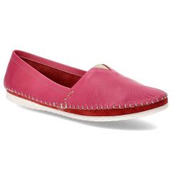 Różowe Półbuty Armodo Skórzane Wygodne Buty. Czerwone półbuty damskie Armodo, bez wzorów, ze skóry, eleganckie, bez obcasa. Za 249.00 zł.