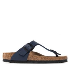 Japonki Birkenstock. Niebieskie klapki damskie Birkenstock, bez wzorów, bez obcasa. Za 399.99 zł.