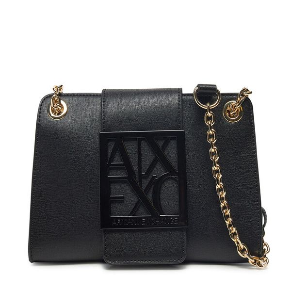 Torebka Armani Exchange. Czarne torebki klasyczne damskie Armani Exchange, bez wzorów, wizytowe, bez kołnierzyka, bez ramiączek. Za 449.99 zł.