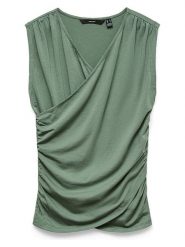 Vero Moda Bluzka w kolorze zielonym rozmiar: M. Zielone bluzki damskie Vero Moda, m, bez wzorów, bez kołnierzyka, bez ramiączek. Za 94.38 zł.