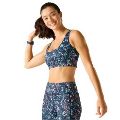 Damski Biustonosz Sportowy Z Nadrukiem. Czarne biustonosze sportowe damskie Dare 2b, bez wzorów, z elastanu. Za 121.99 zł.
