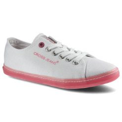 Białe Trampki Cross Jeans Damskie Lekkie Półbuty. Białe półbuty damskie Cross Jeans, bez wzorów, z jeansu, bez obcasa, na płaskiej podeszwie. Za 99.99 zł.