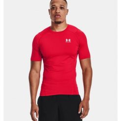 Koszulka termoaktywna męska UNDER ARMOUR HeatGea® Short Sleeve. Czerwone bielizna termoaktywna męska Under Armour, l, bez wzorów. Za 90.99 zł.
