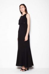 Czarna Wieczorowa Maxi Sukienka z Nakładką. Czarne sukienki damskie Venaton, l, bez wzorów, z elastanu, wizytowe, bez kołnierzyka, bez ramiączek, maxi. Za 299.00 zł.