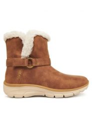 Skechers Botki Easy Going 168045/CSNT Brązowy. Brązowe botki damskie Skechers, ze skóry, bez obcasa, na płaskiej podeszwie, bez zapięcia. Za 379.99 zł.