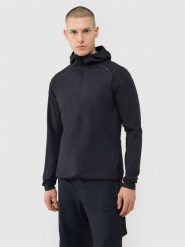 4F Bluza rowerowa szybkoschnąca męska - czarna S. Czarne bluzy sportowe męskie 4f, bez wzorów, z dzianiny, klasyczne, bez kołnierzyka, bez ramiączek. W wyprzedaży za 229.99 zł.