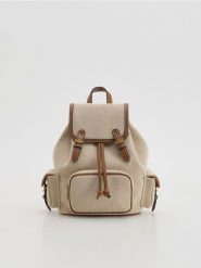 Żakardowy plecak - brązowy. Brązowe plecaki damskie Reserved, bez wzorów, z bawełny, klasyczne. Za 159.99 zł.