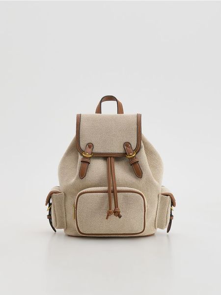 Żakardowy plecak - brązowy. Brązowe plecaki damskie Reserved, bez wzorów, z bawełny, klasyczne. Za 159.99 zł.