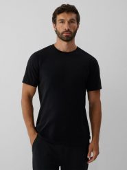 4F T-shirt regular z antybakteryjnym wykończeniem Polygiene męski - czarny S. Czarne t-shirty męskie 4f, l, bez wzorów, z dzianiny, bez kołnierzyka. Za 69.99 zł.