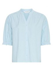 MOSS COPENHAGEN Bluzka w kolorze błękitnym rozmiar: XL. Niebieskie bluzki damskie MOSS COPENHAGEN, xl, bez wzorów, z bawełny, bez kołnierzyka, bez ramiączek. Za 219.95 zł.