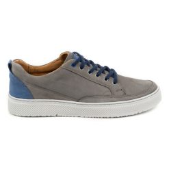 Olivier Buty Męskie skórzane Sneakers 950MA szare. Szare buty sportowe na co dzień męskie na jesień, z jeansu, bez zapięcia. Za 351.82 zł.