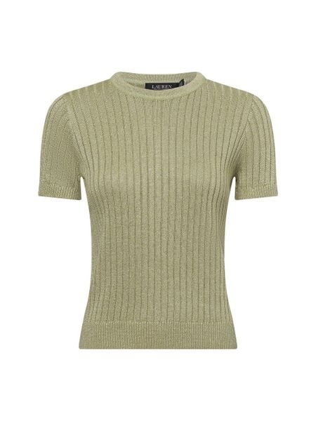 Lauren Ralph Lauren sweter z krótkim rękawem Kobiety len zielony|srebrny, S. Szare swetry klasyczne damskie Lauren Ralph Lauren, s, z dzianiny, bez kołnierzyka. Za 649.95 zł.