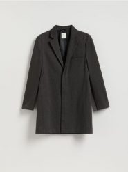 Płaszcz z domieszką wiskozy - ciemnoszary. Szare płaszcze męskie Reserved, l, bez wzorów, z dzianiny. Za 199.99 zł.