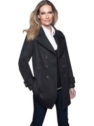 Heine Płaszcz przejściowy w kolorze czarnym rozmiar: 38. Czarne płaszcze damskie Heine, bez wzorów, z wełny. Za 191.42 zł.