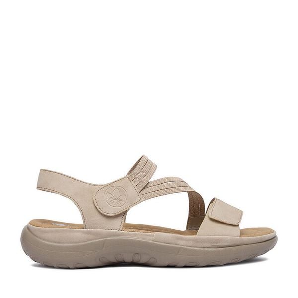 Sandały Rieker. Brązowe sandały damskie Rieker, bez wzorów, bez obcasa, na płaskiej podeszwie. Za 319.99 zł.