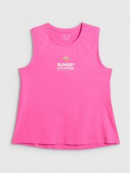 4F Top regular z nadrukiem damski - różowy XL. Czerwone topy damskie 4f, xl, bez wzorów, z bawełny, bez kołnierzyka. Za 49.99 zł.