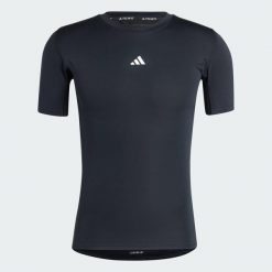 Koszulka TECHFIT Compression Training. Czarne bielizna termoaktywna męska Adidas, l, z dzianiny, bez ramiączek, do piłki nożnej, techfit (adidas). Za 149.00 zł.