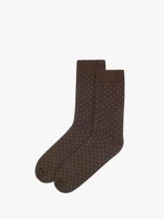 Brązowe skarpety męskie w kropki. Brązowe skarpetki męskie Ryłko, bez wzorów, z bawełny. Za 24.99 zł.